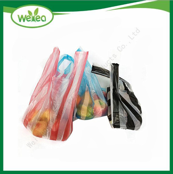 Polythene Candy Stripes Vest Carrier Bags