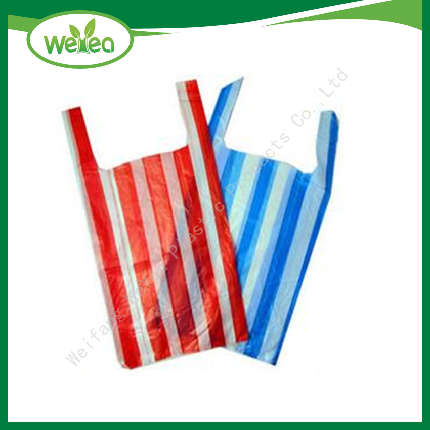 Red Stripe Printed Vest Carrier Bags